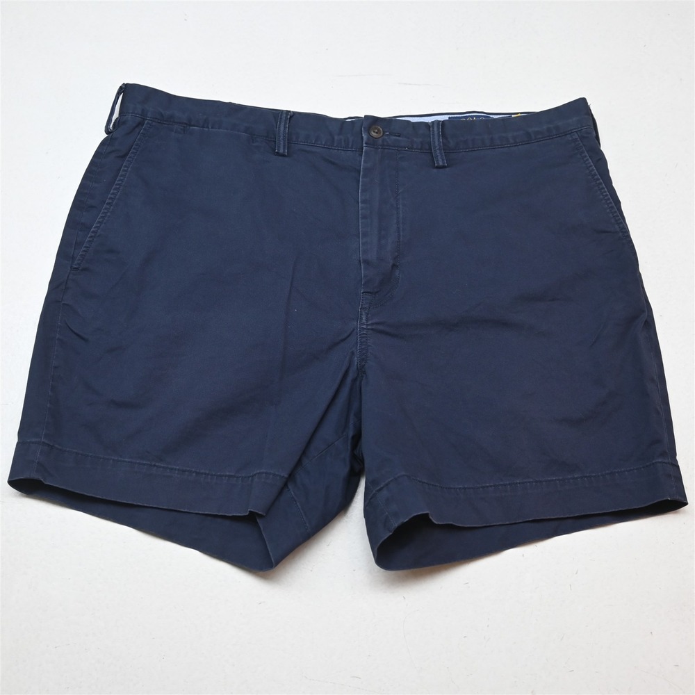 Polo Ralph Lauren 38x6" Navy Blue Flat Front Classic Chino Mens Shorts